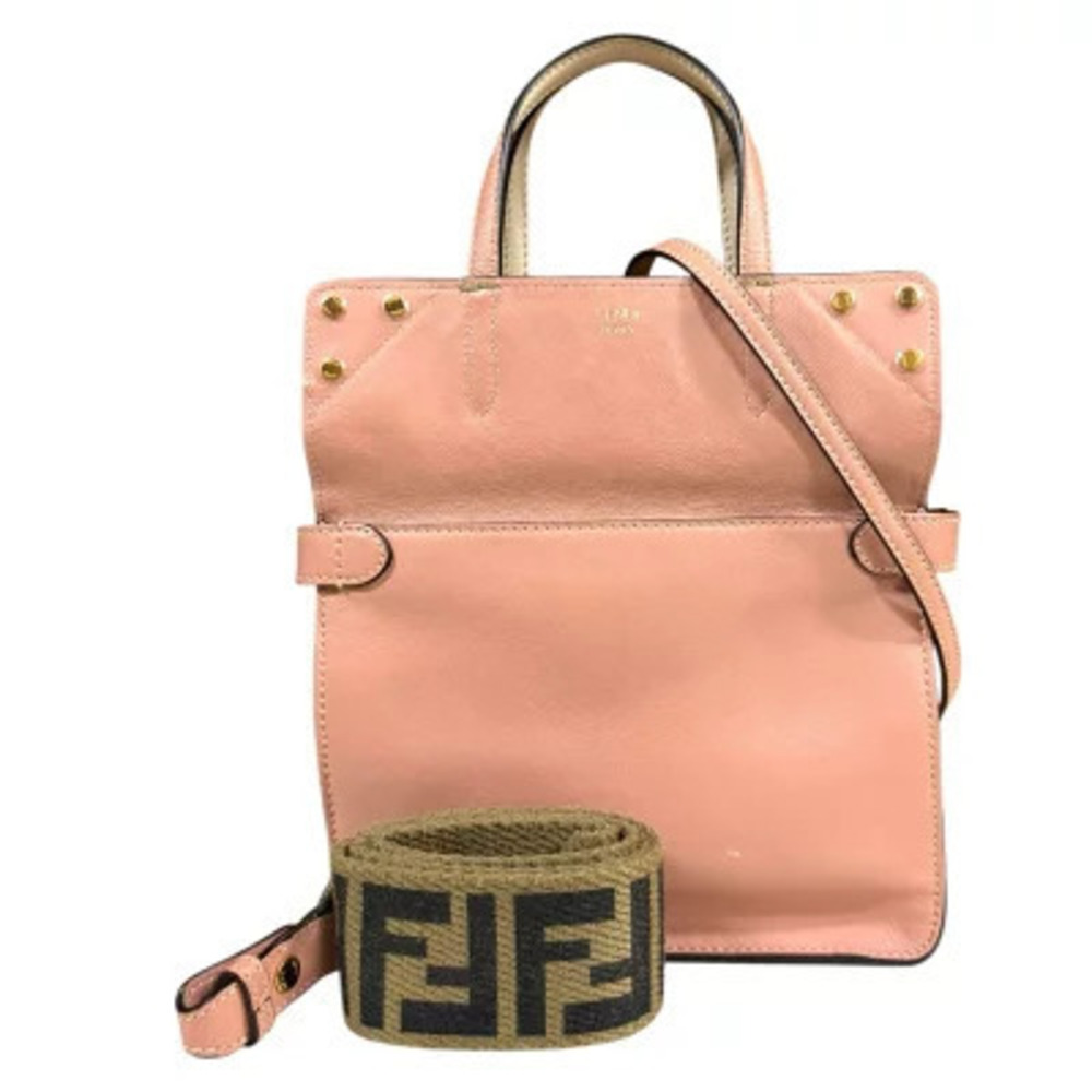 Fendi Flip Shoulder Bag Leather Pink